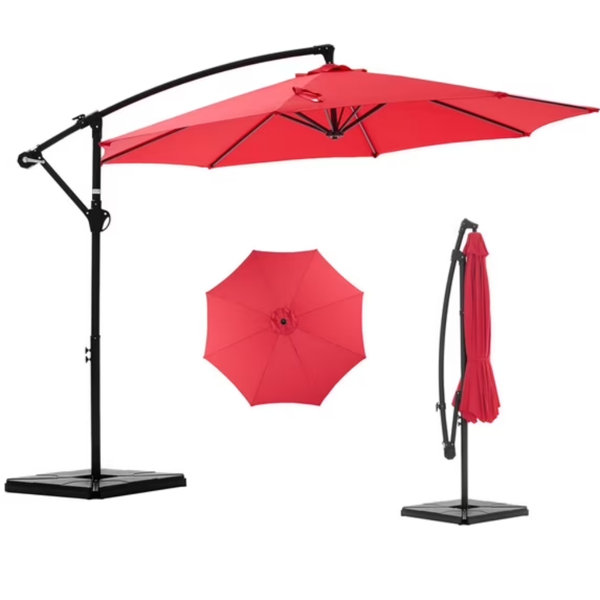 Parapluie patio suspendu 10pi, socle rotatif, 8 branches, UV, rouge - Walmart