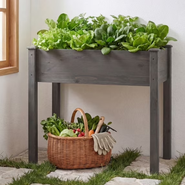 Lit-Jardinière cèdre 34x18x30 po gris avec doublure