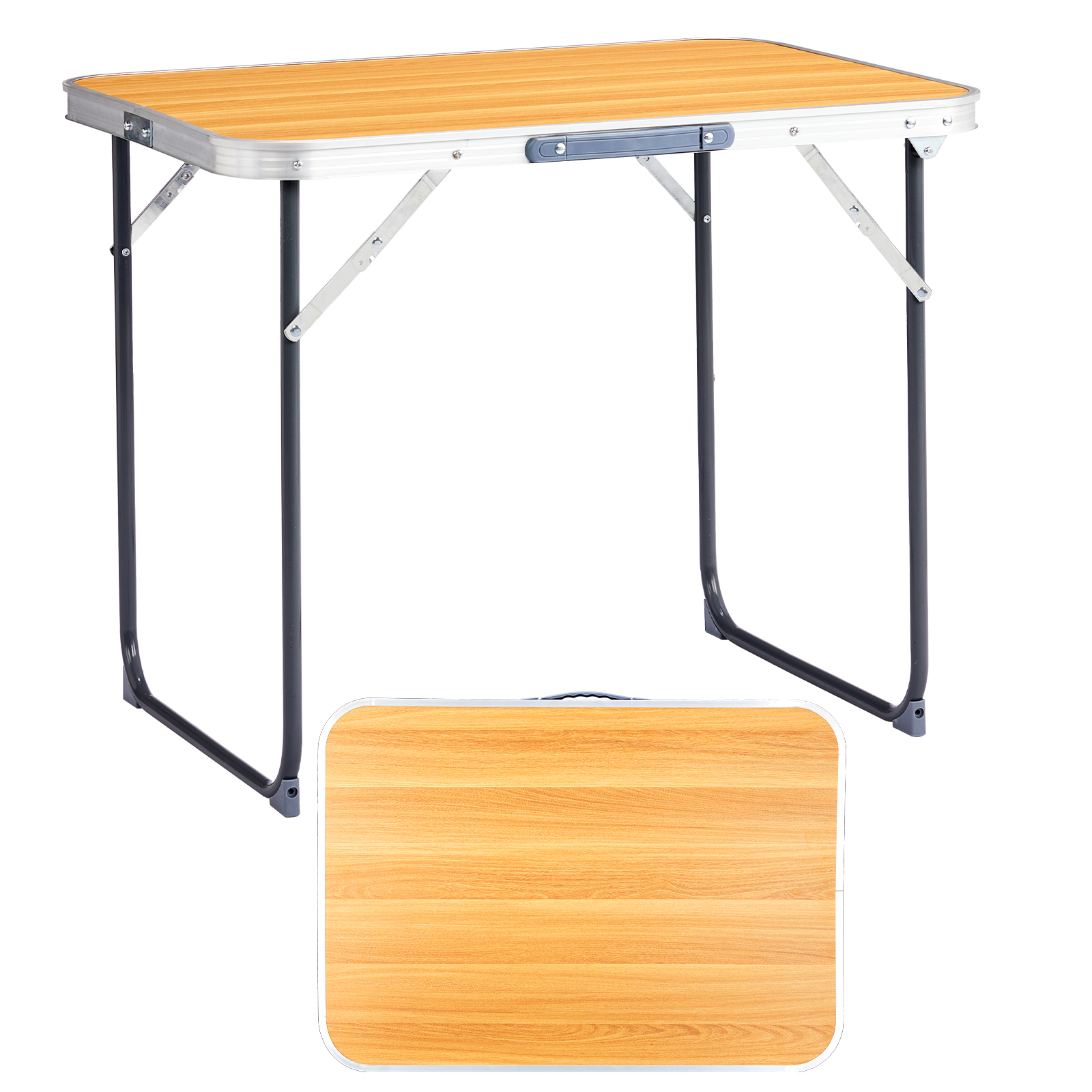 Table pliante aluminium 2,3pi grain bois