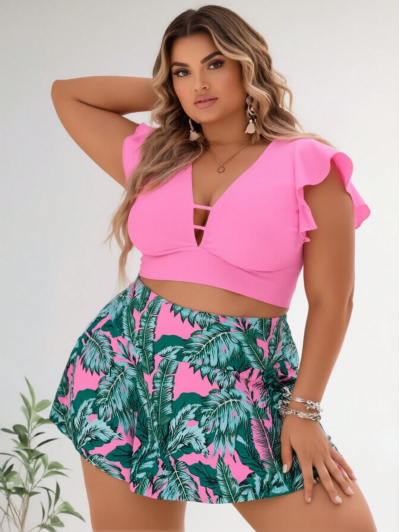 Maillot deux pièces rose 2026 grande taille