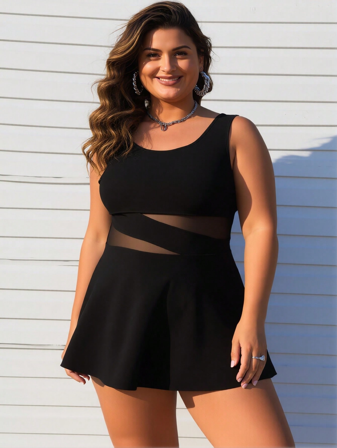 Robe maillot noire filet 2026 grande taille