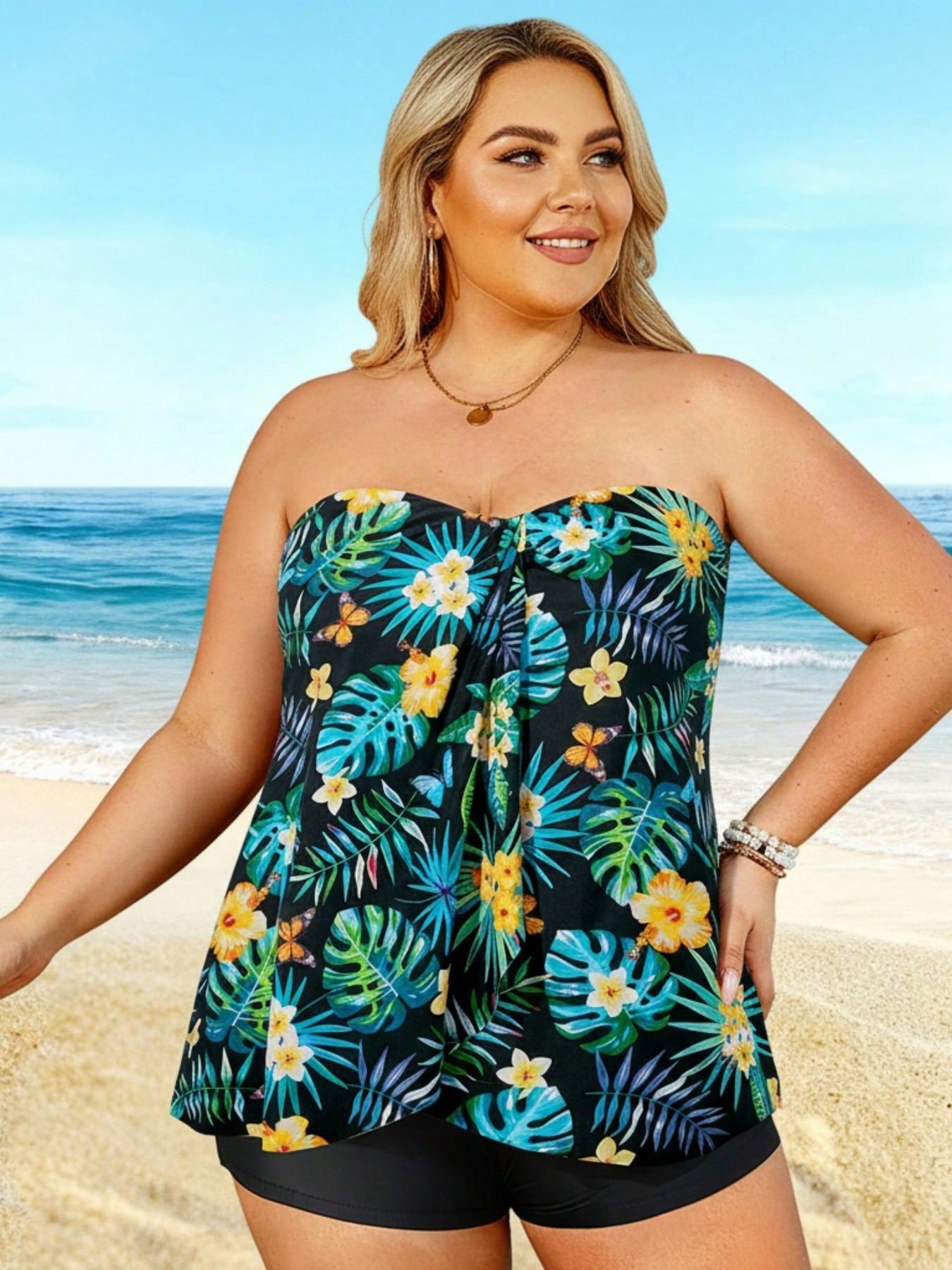2026 Maillot tankini imprimé tropical grande taille