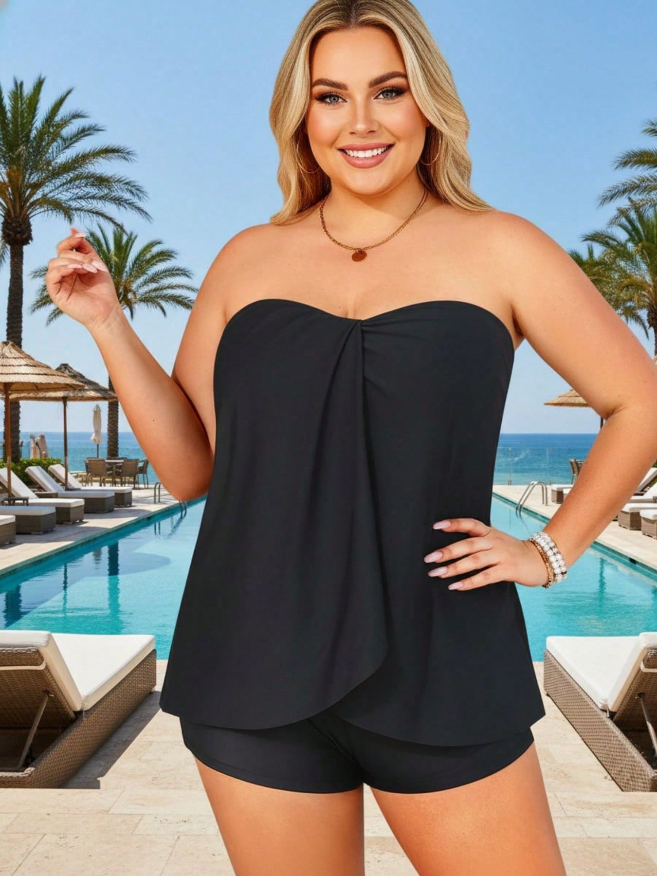 2026 Tankini élégant grande taille jupon noir