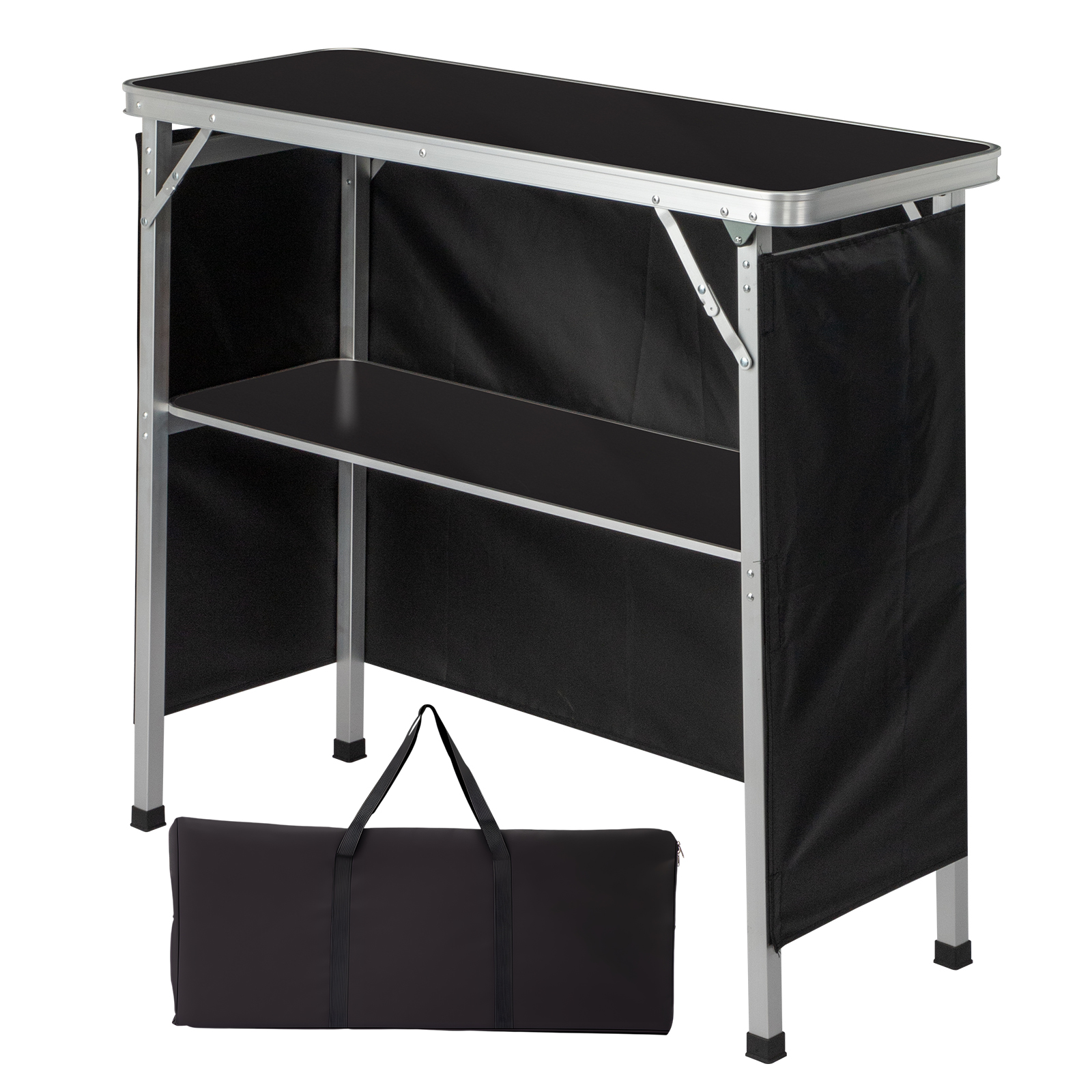 Table bar pliante 100-38-88cm, cadre alu, rangement