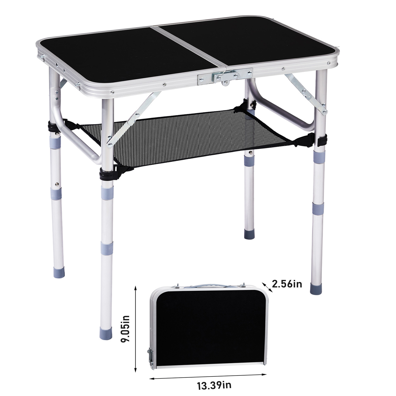 Table pique-nique aluminium 2pi, hauteur ajustable, pliable