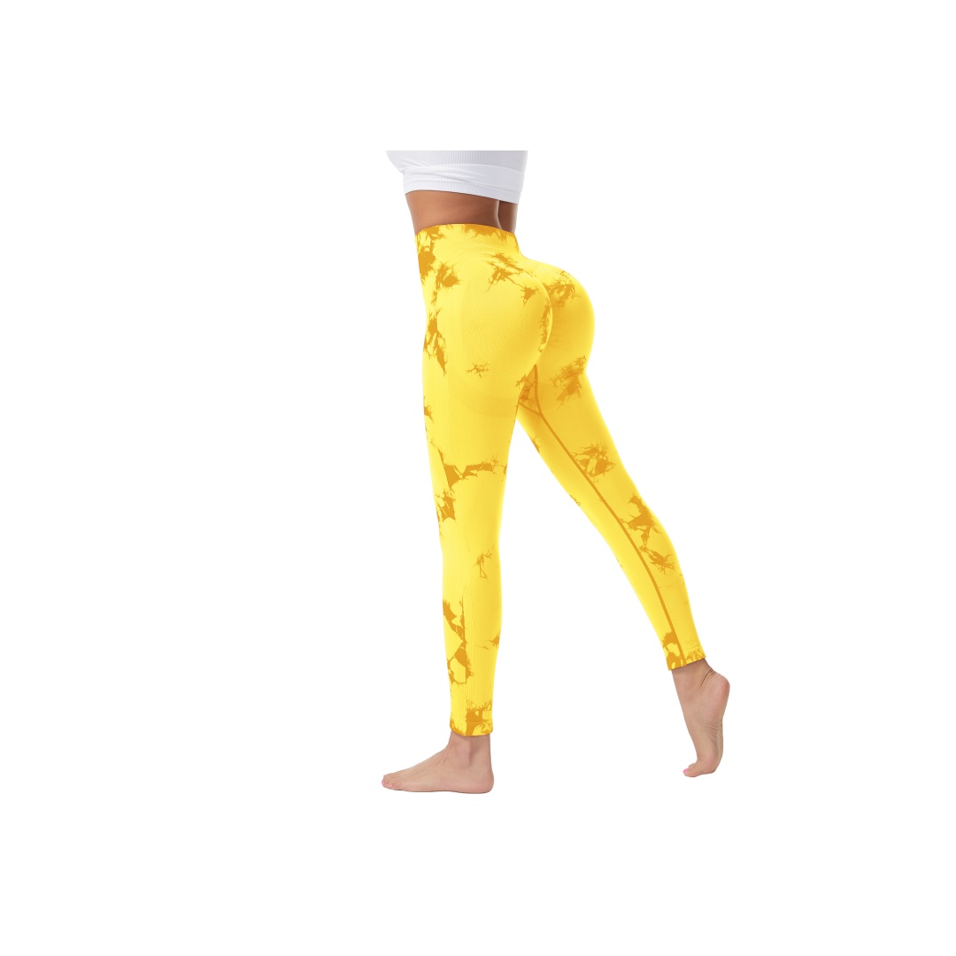 À retrait seulement - Pantalon yoga 9/10 imprimé 4 saisons jaune