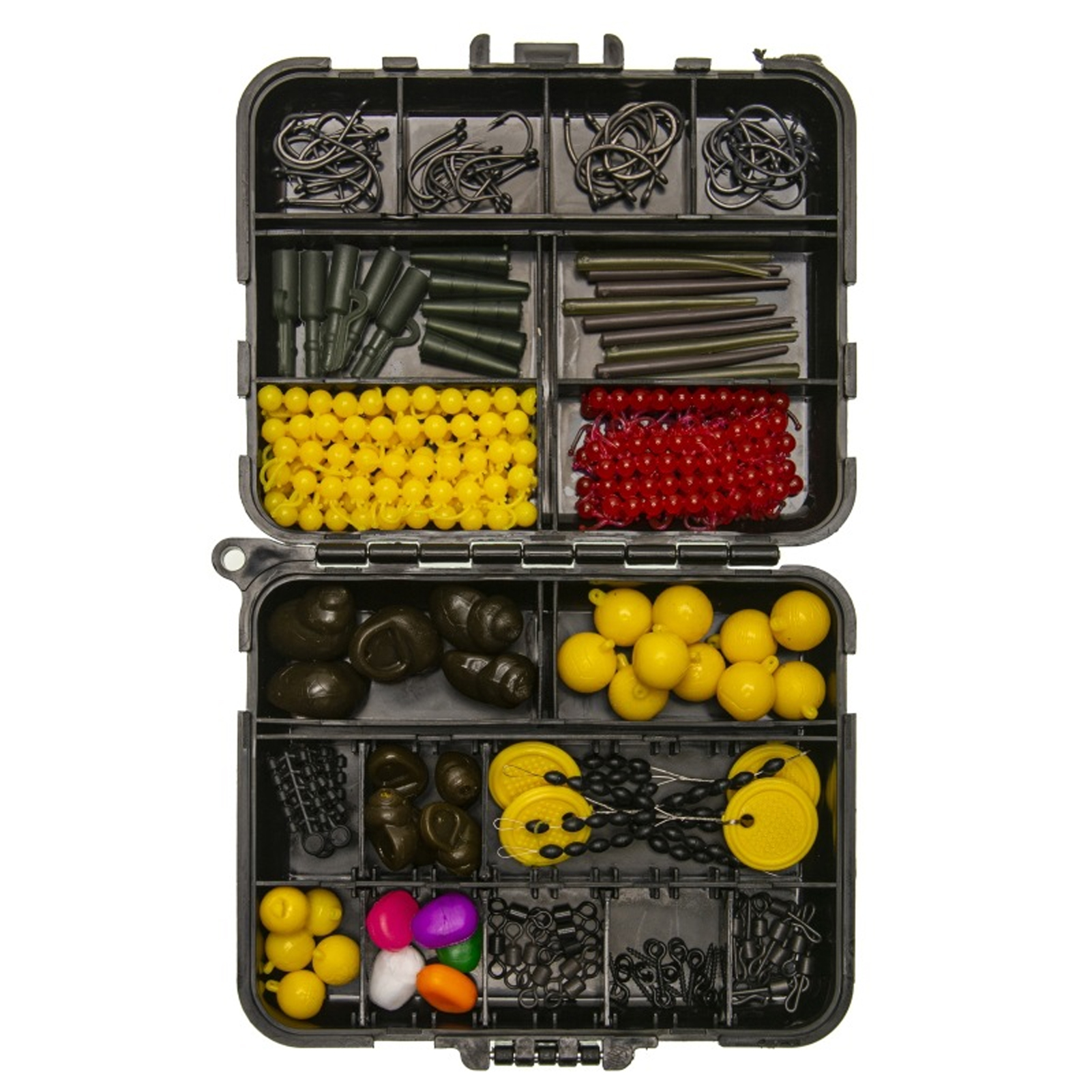 Kit pêche carpe 328 pcs, boîte, accessoires, flotteurs, aiguilles