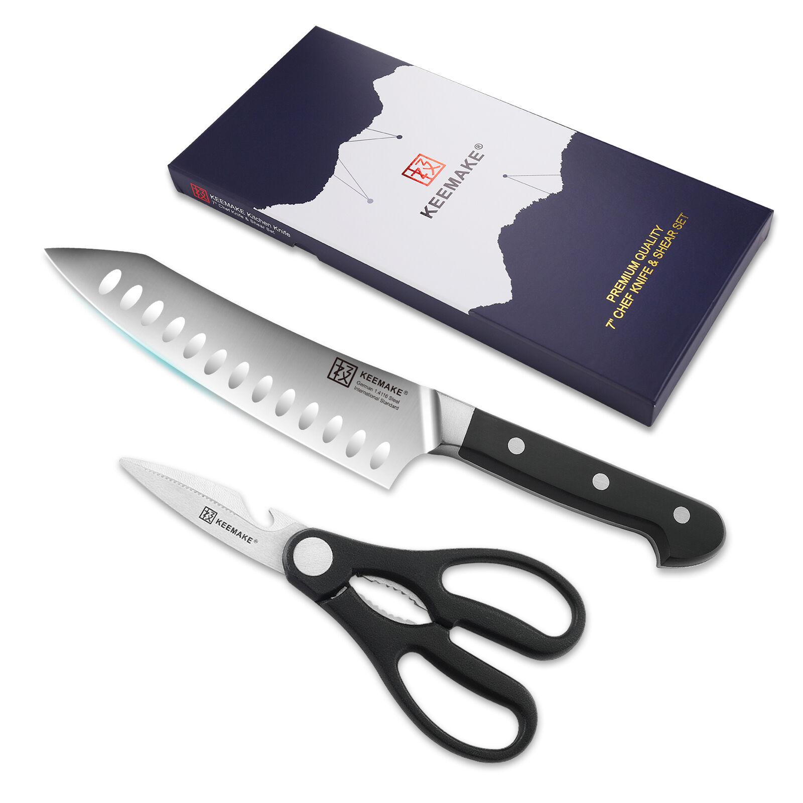 Ensemble couteau de chef et cisailles, acier inoxydable