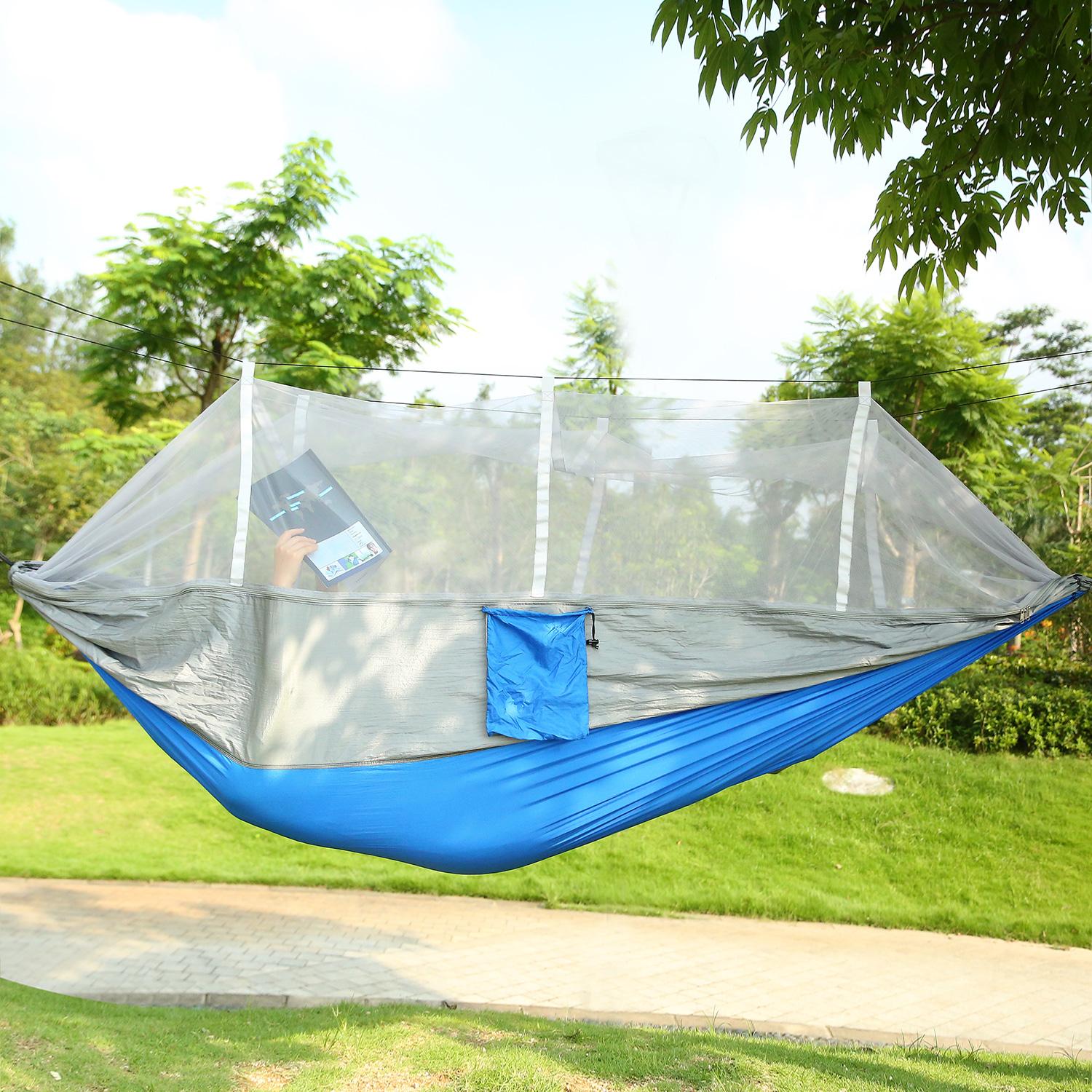 Hamac anti-moustiques maille fine, camping et détente