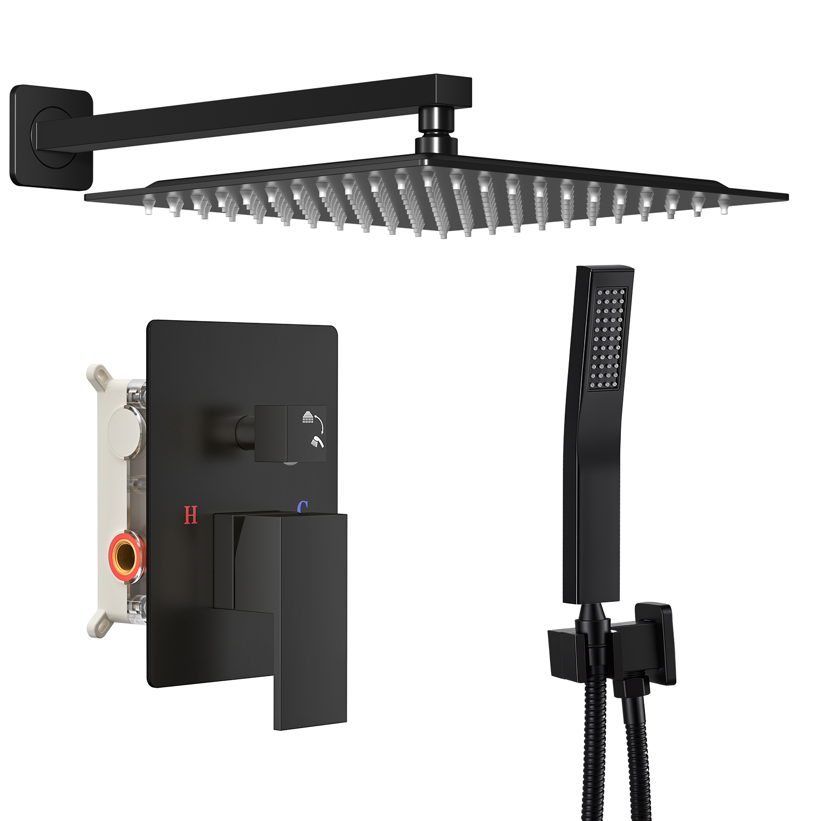 Ensemble robinet douche montage mur 10" tête pulvérisateur