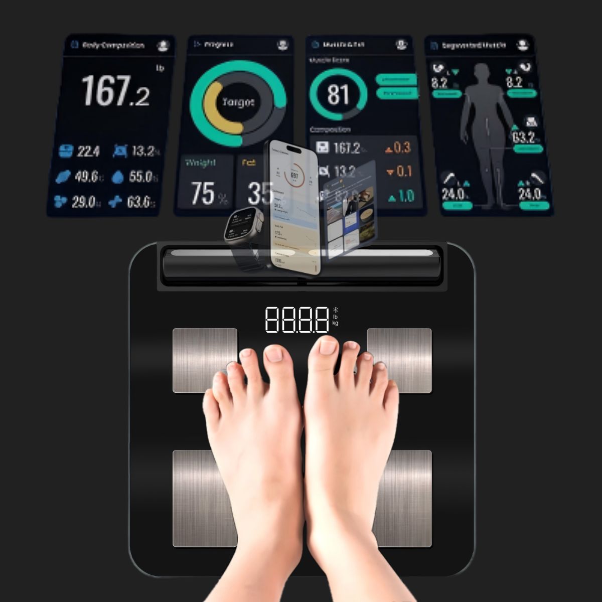 Balance intelligente composition corporelle 8 électrodes BMI