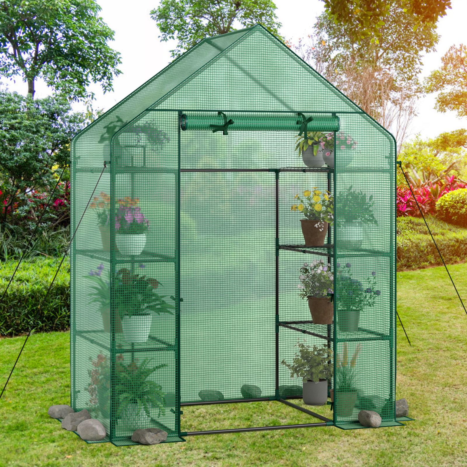 Serre portable 4 étages 8 tablettes