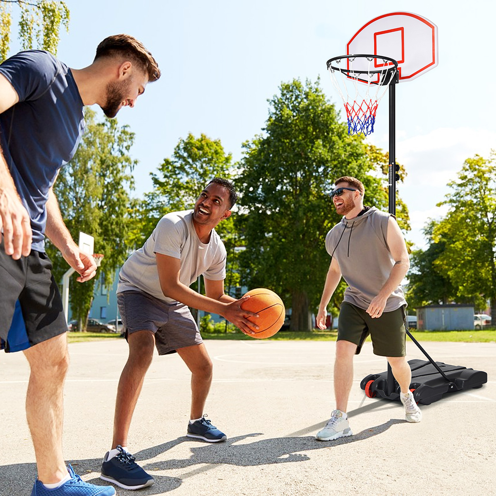 Système panier basketball ajustable sur roues