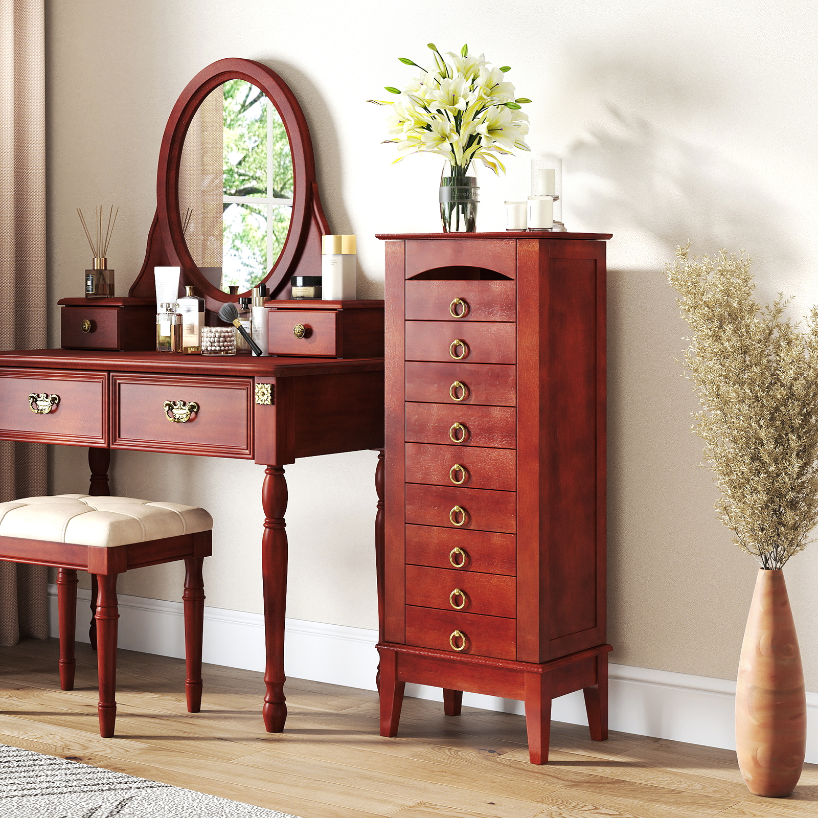 Armoire bijoux grande capacité, 9 tiroirs