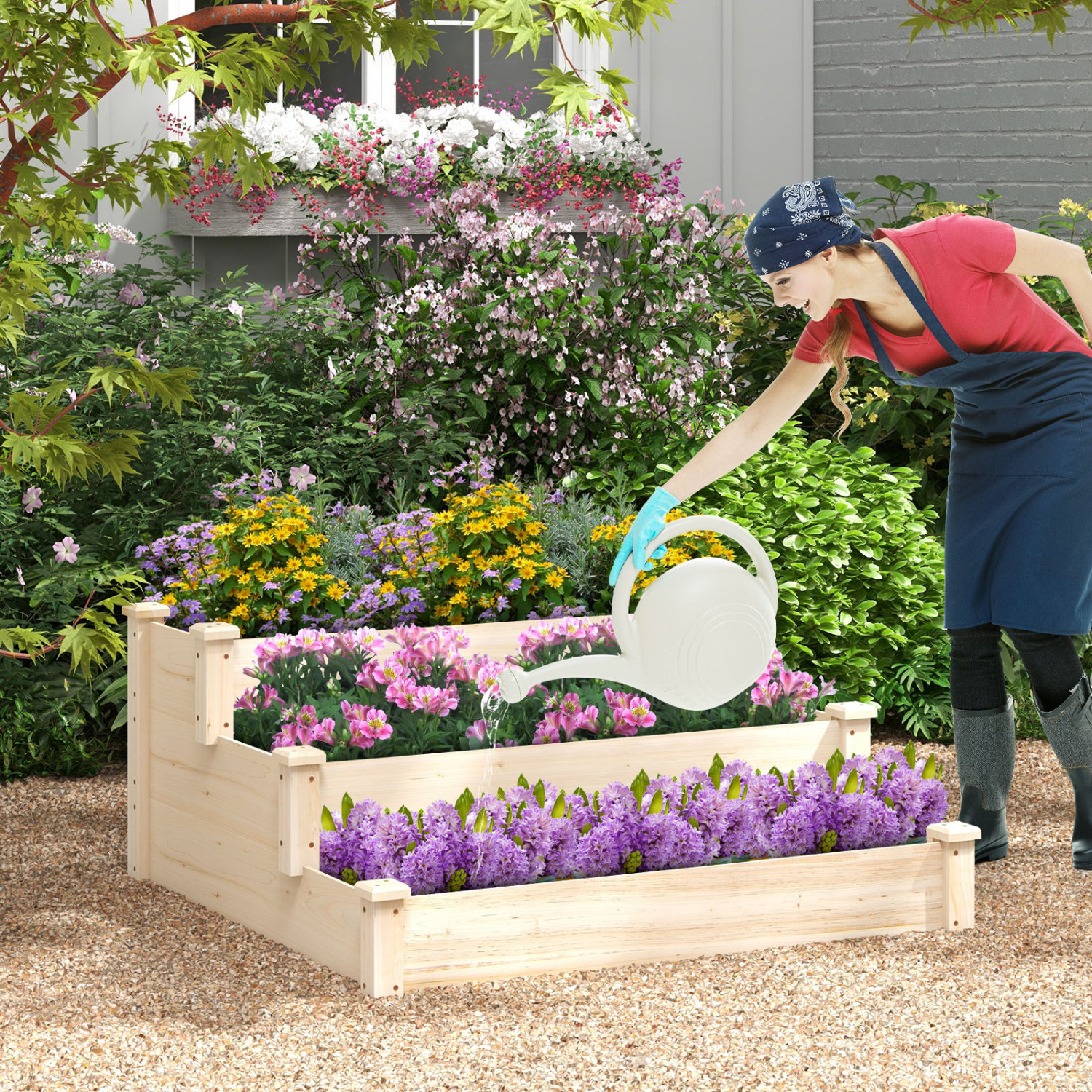 Jardinière légumes 3 étages bois surélevée