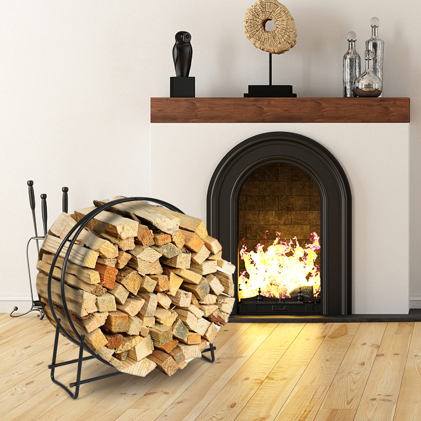 Support rangement bois 40'' acier tubulaire