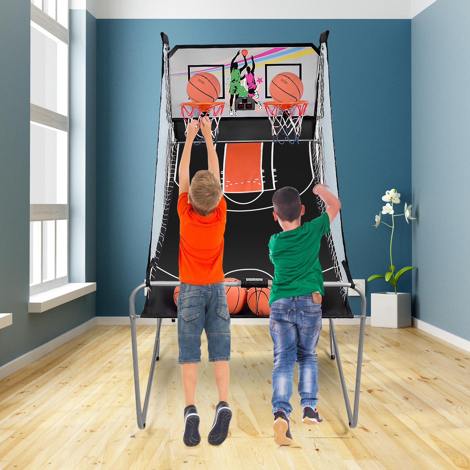 Jeu basketball électronique pliable 4 balles gris