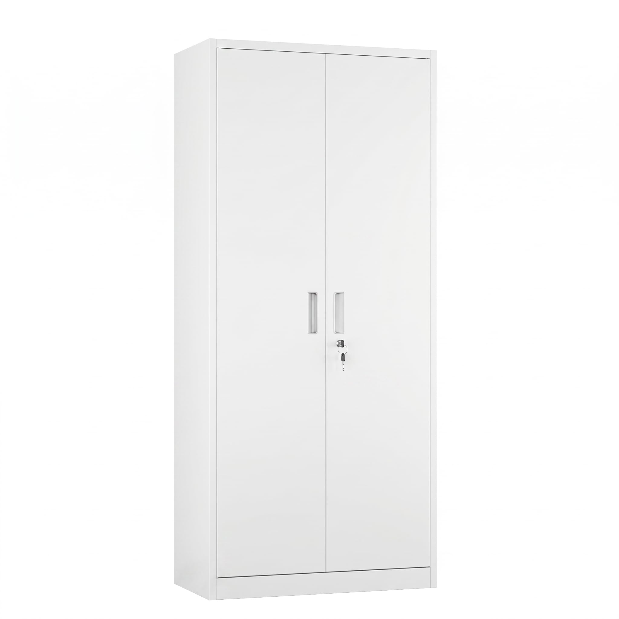 Armoire rangement métal garage verrouillable 4 tablettes ajustables blanc