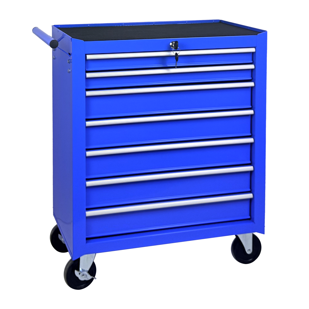 Chariot rangement 7 tiroirs coffre à outils roulettes bleu