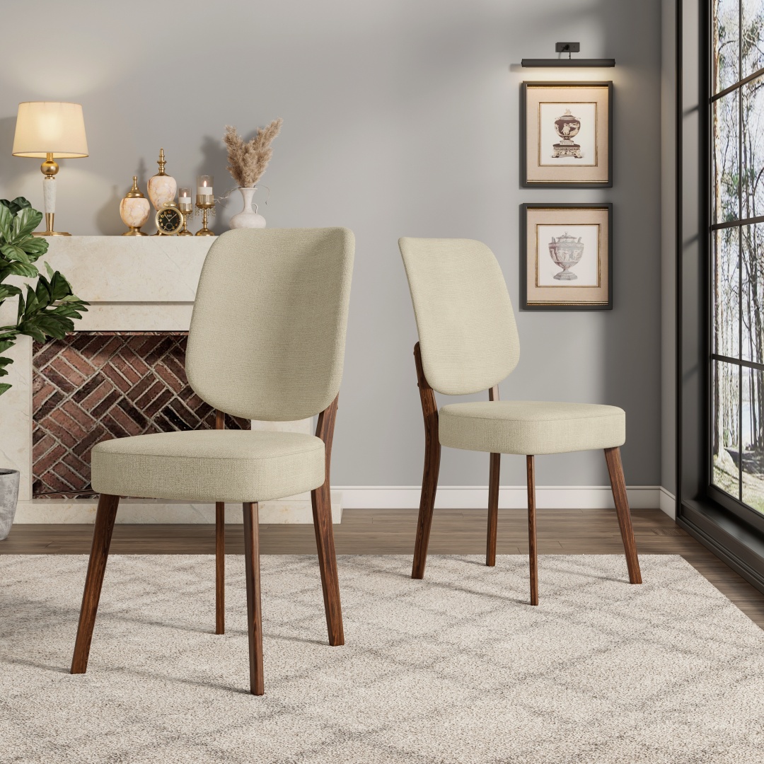 2 chaises Dellers salle manger beige bois brun