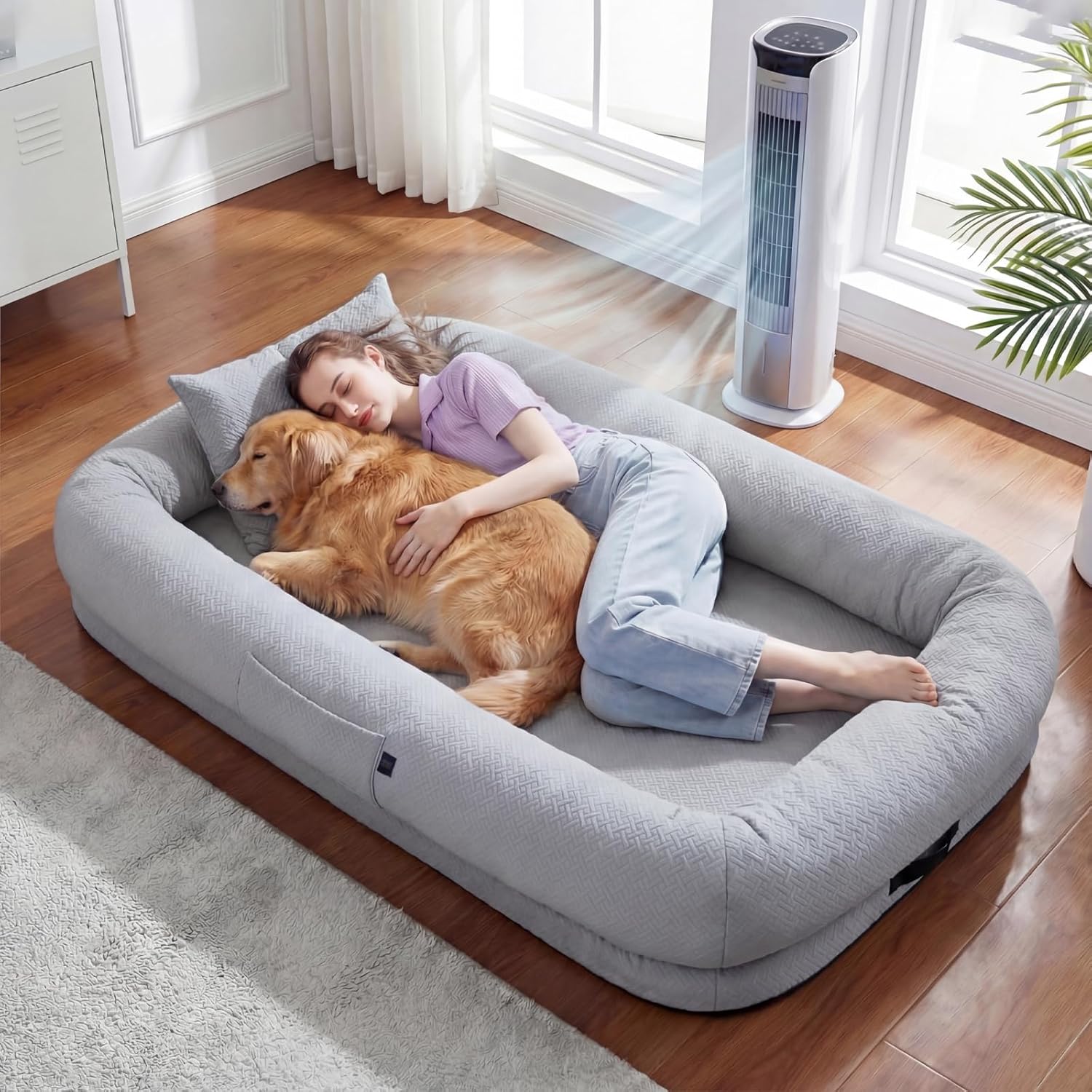 Lit humain-chien refroidissant 72x41x12", gris glacier