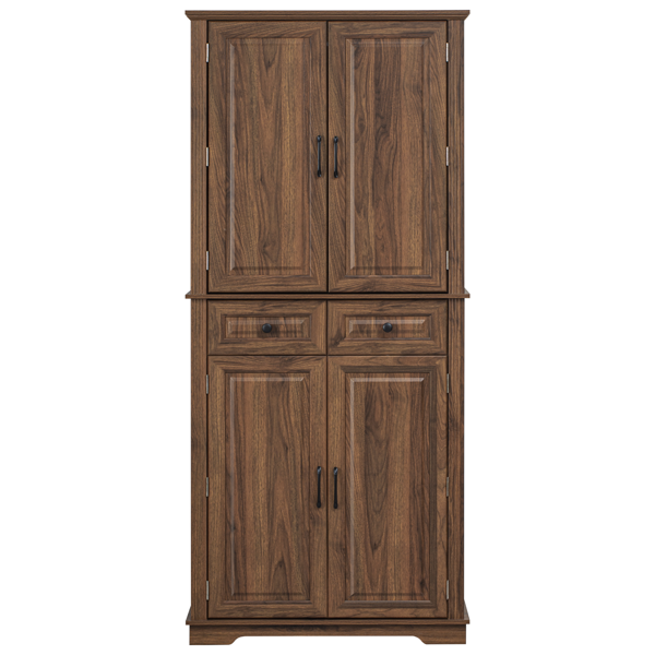 Armoire cuisine 71 po, texture campagnarde, 6 portes, 2 tiroirs, brun