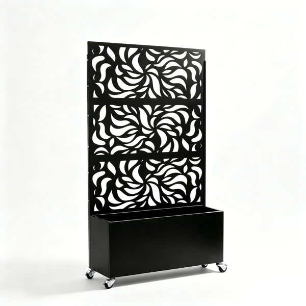 Écran intimité 70,87"H x46,06"L motif feuilles noir