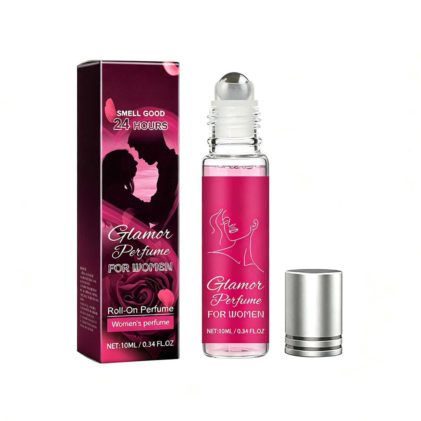 Parfum rouleau phéromone femme rose élégant, 10ml