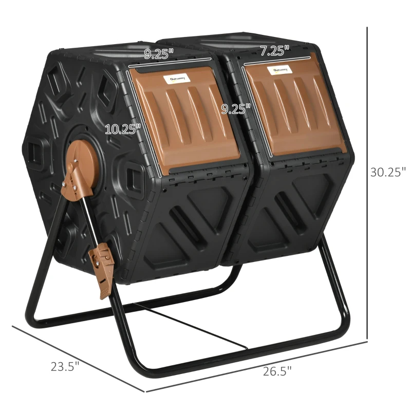 Bac compost 2 chambres 34.5 gal 24 aérations jambes acier