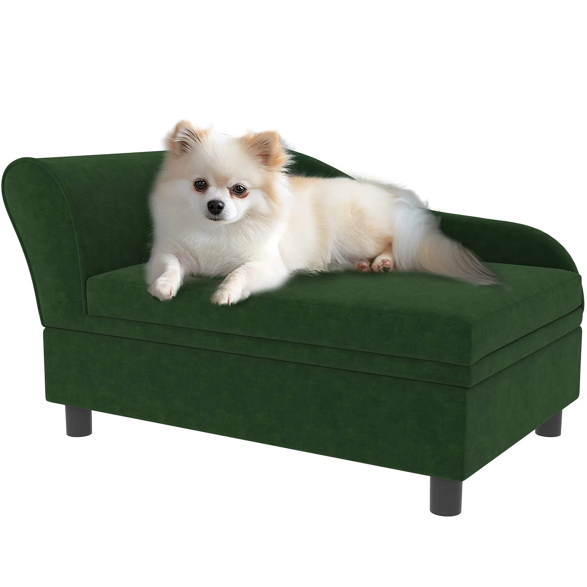 Sofa lit chat petit chien rangement caché vert rembourré