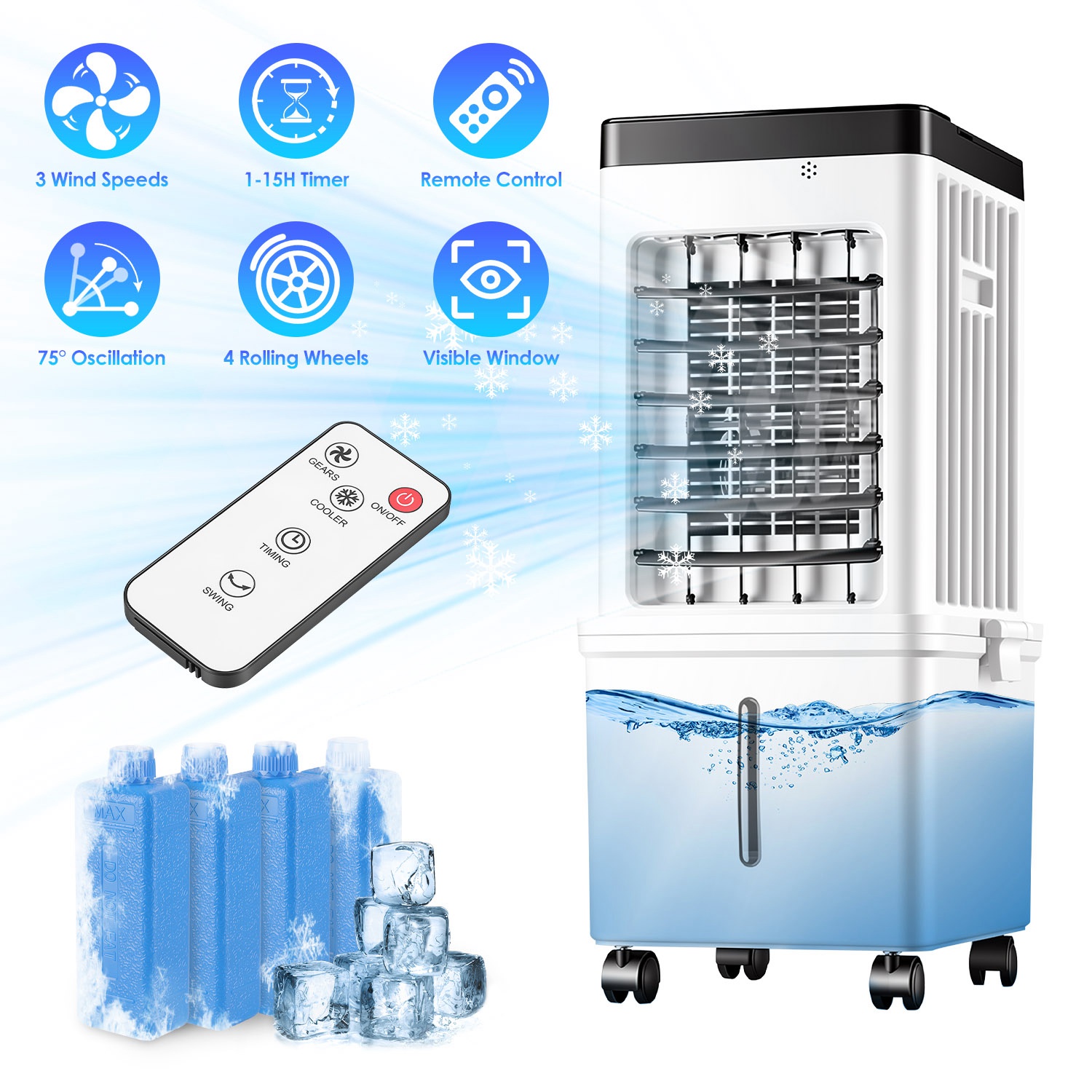 Climatiseur évaporatif portatif 12L 3 vitesses