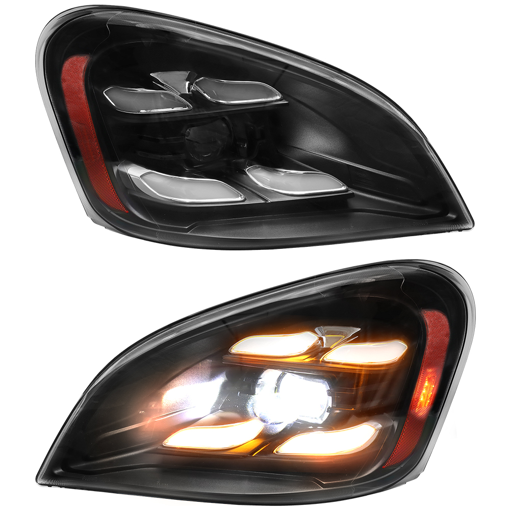 Phare noir Freightliner Cascadia 2008-2017 LED paire