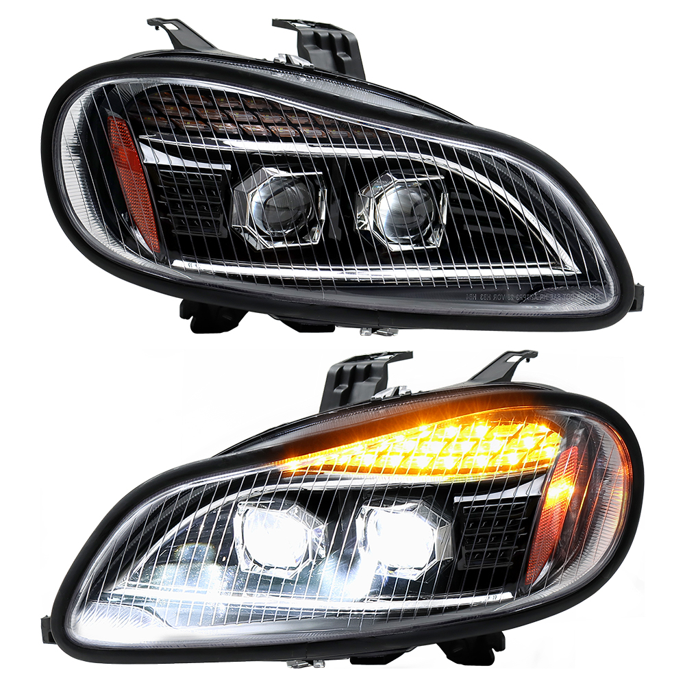 Phares Noirs LED Compatible Freightliner M2 2004-2013