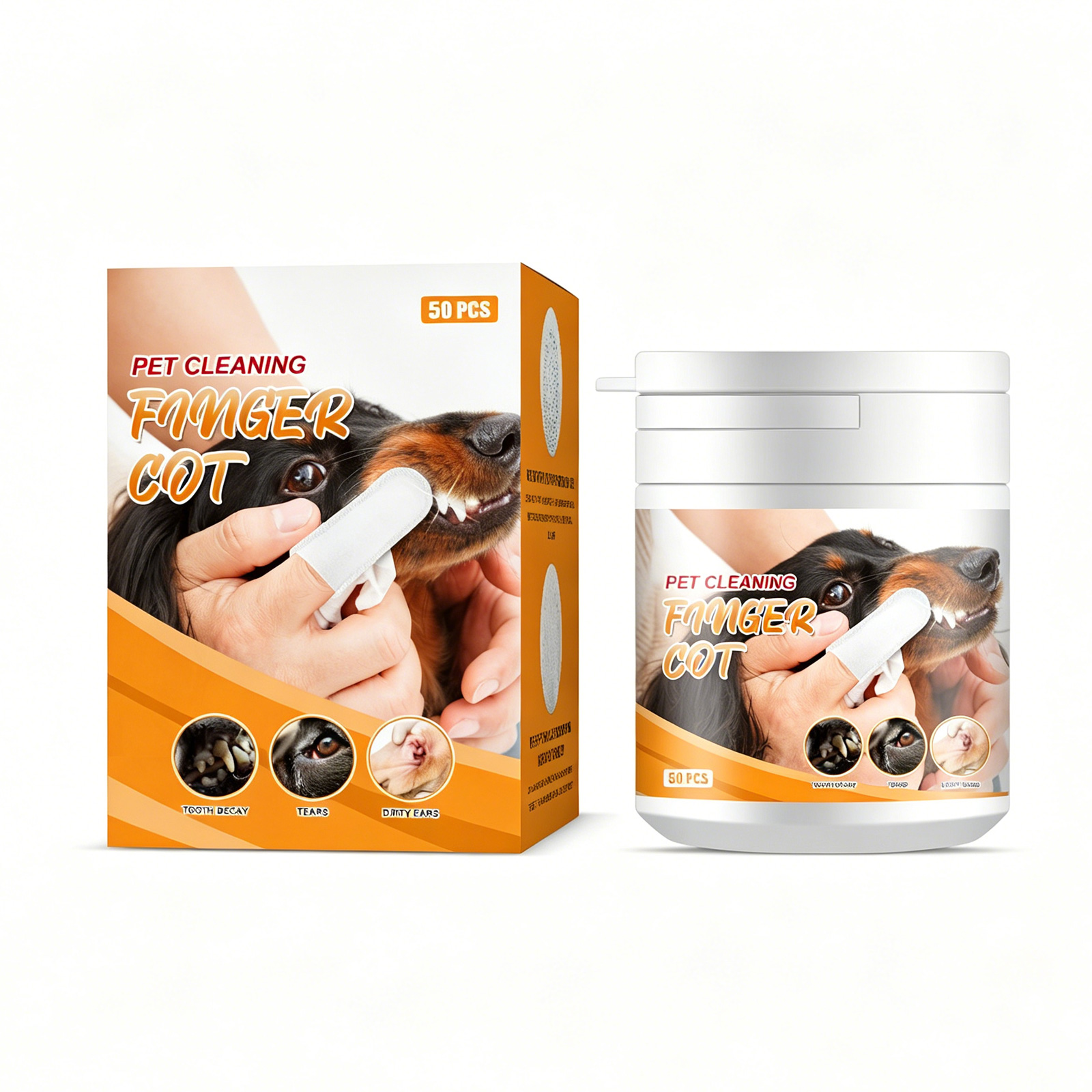 50 lingettes nettoyage doigt pour dents animaux