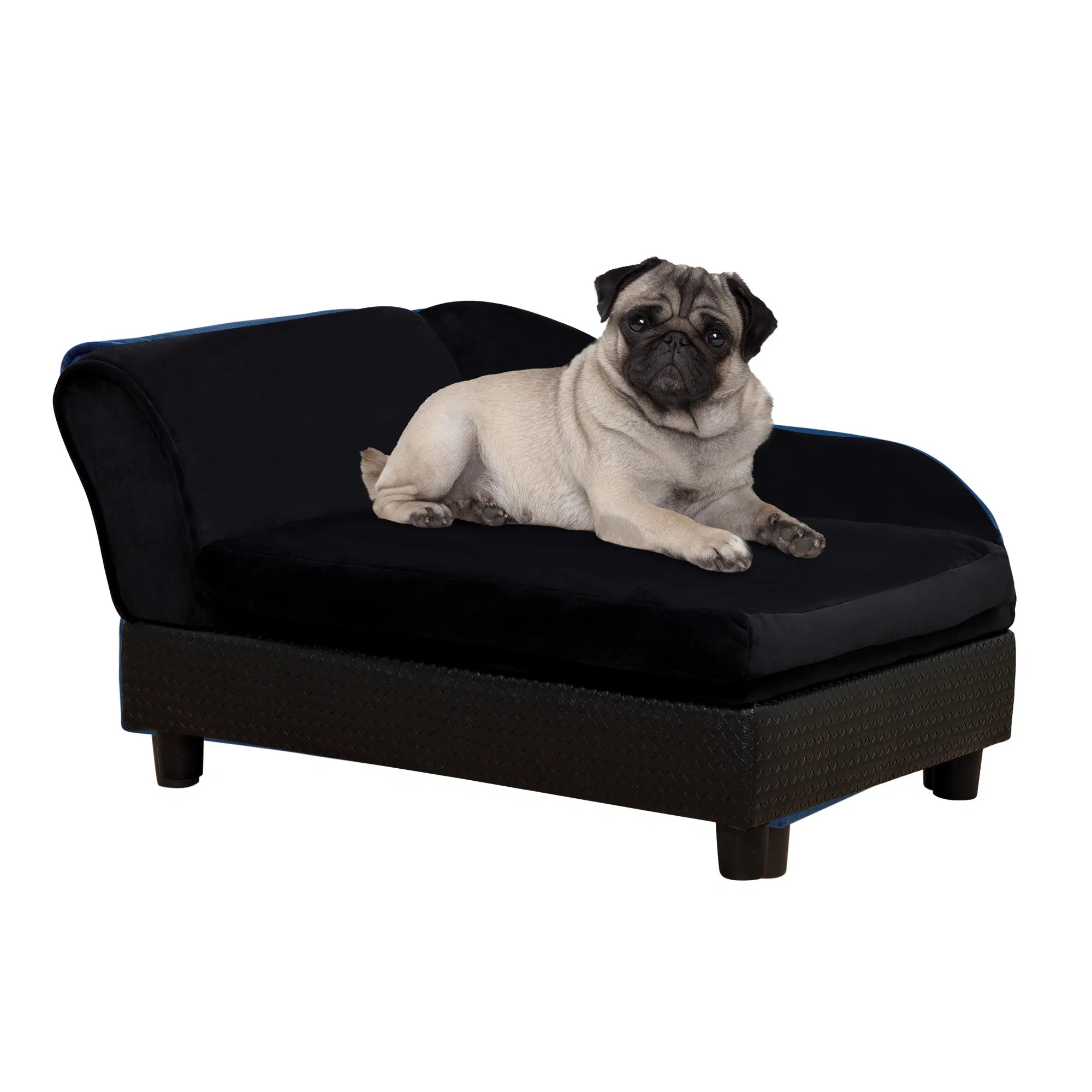 Lit luxe chien petit, rangement caché, mousse 3 po, noir