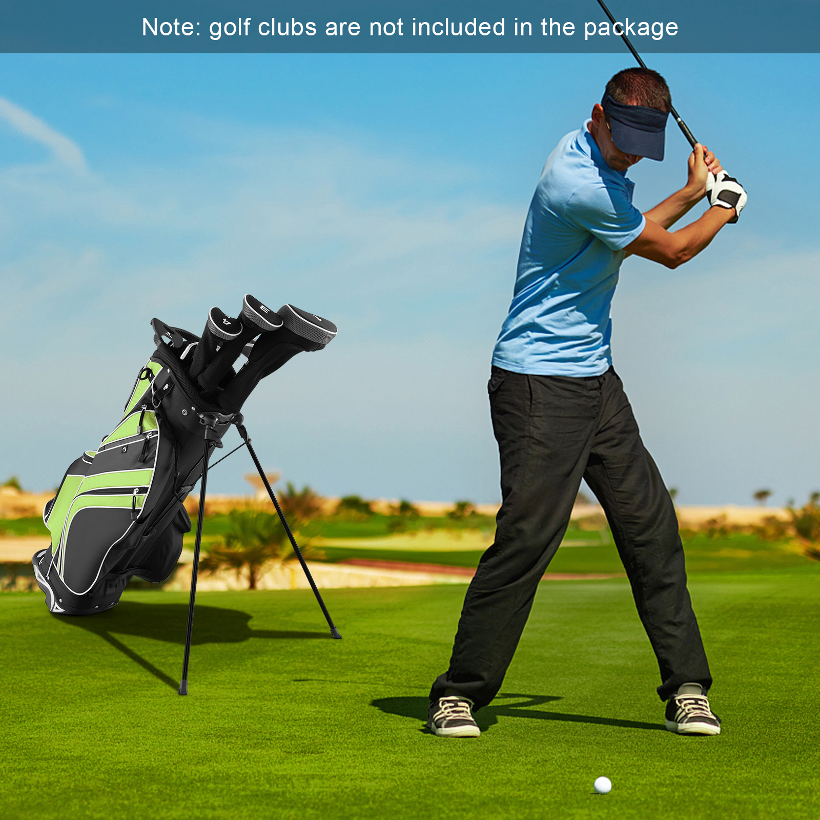 Sac chariot golf 6 divisions, poches, vert