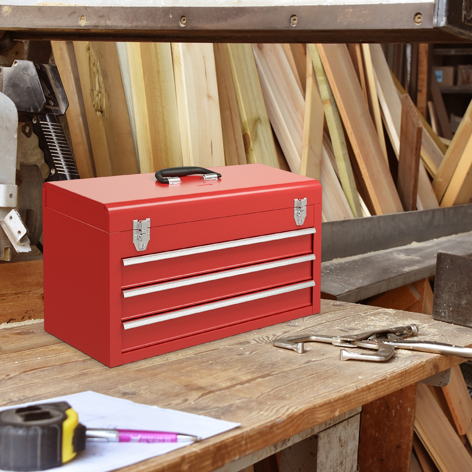 Armoire outils garage 3 tiroirs rouge
