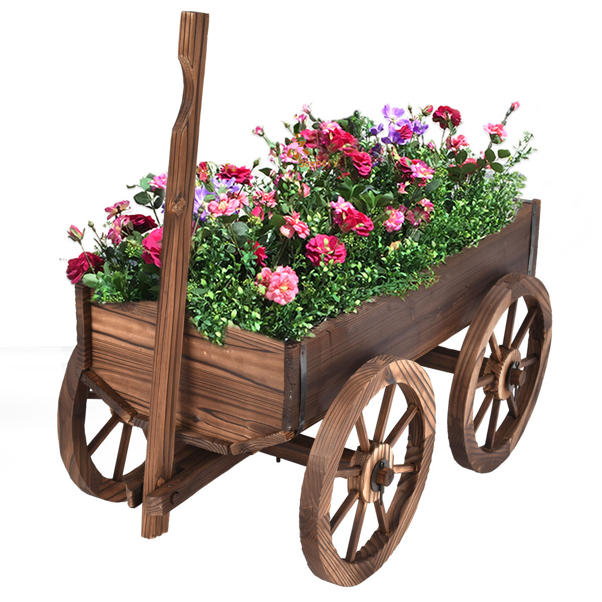 Support à plantes chariot en bois avec roues