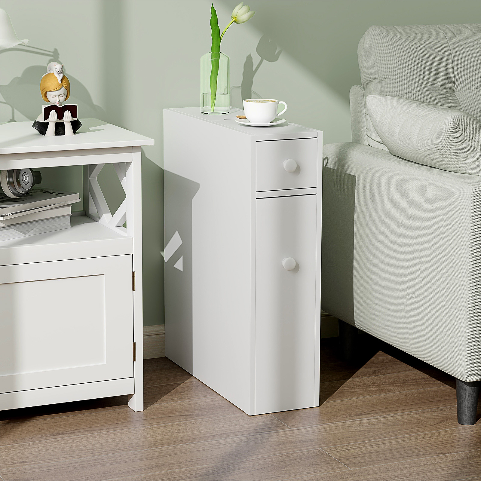 Armoire salle bain organiseur blanc économe espace