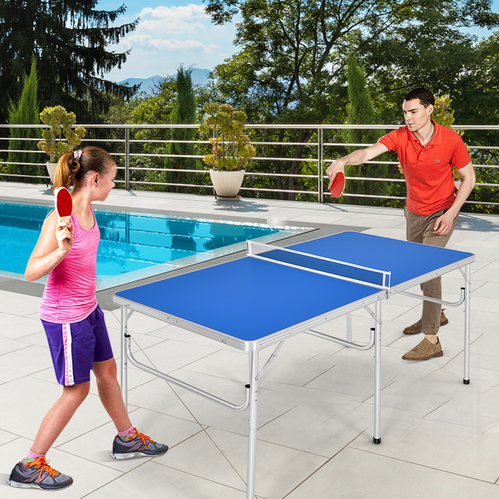 Table ping-pong pliante 60 po portable bleu - Accessoires