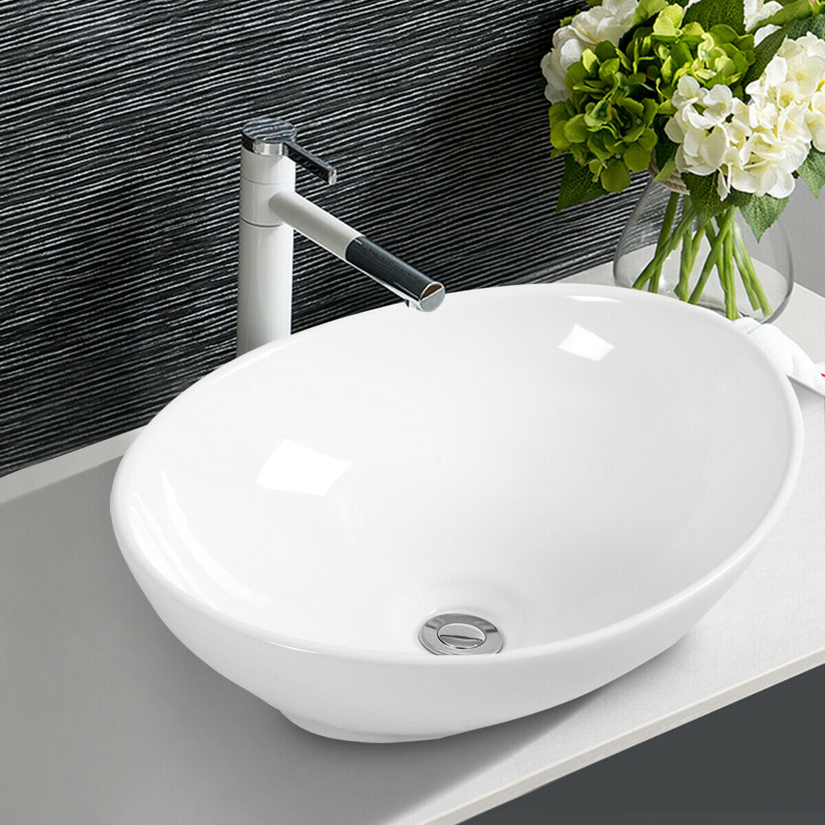 Lavabo vasque ovale en céramique