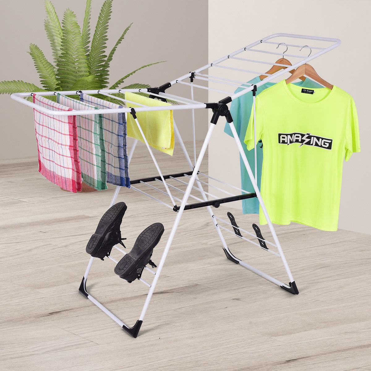 Support séchage linge portable rangement vêtements