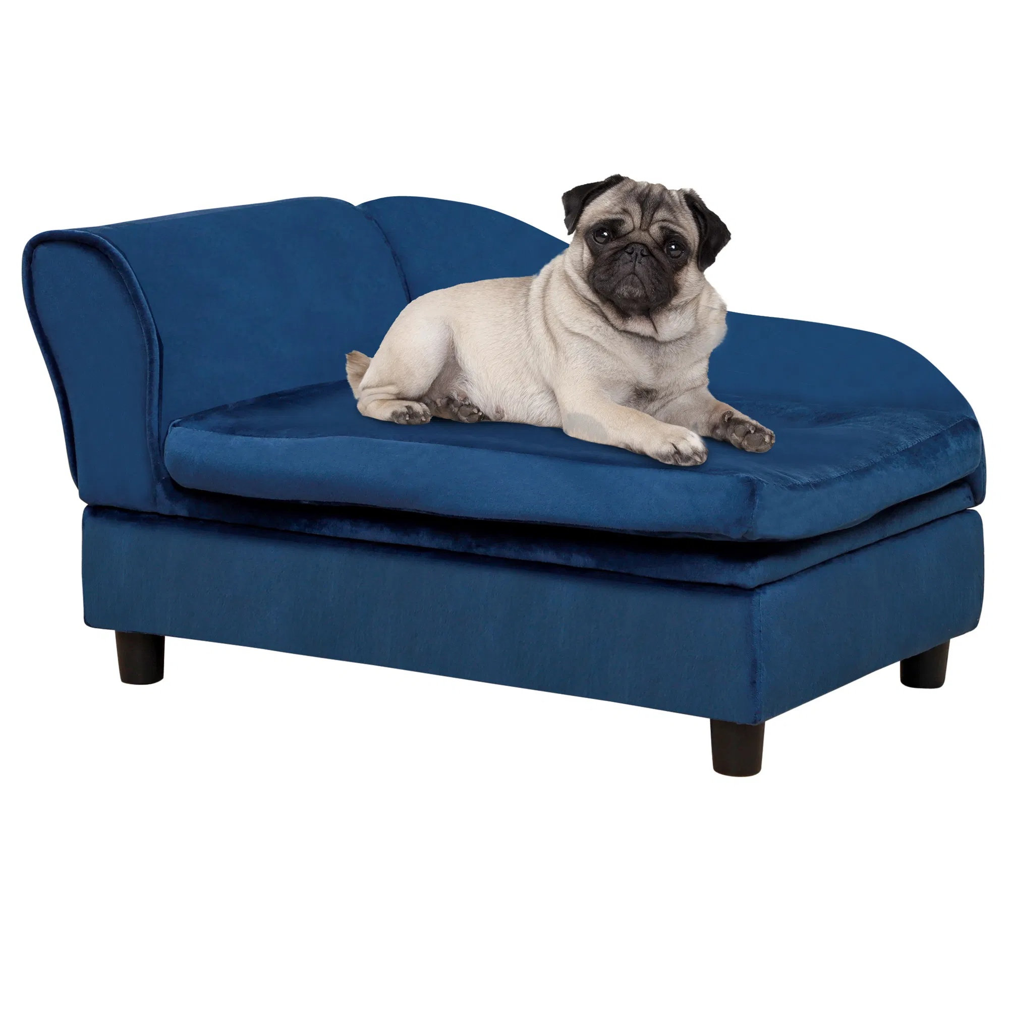 Lit sofa animaux rangement, mousse confortable, bleu