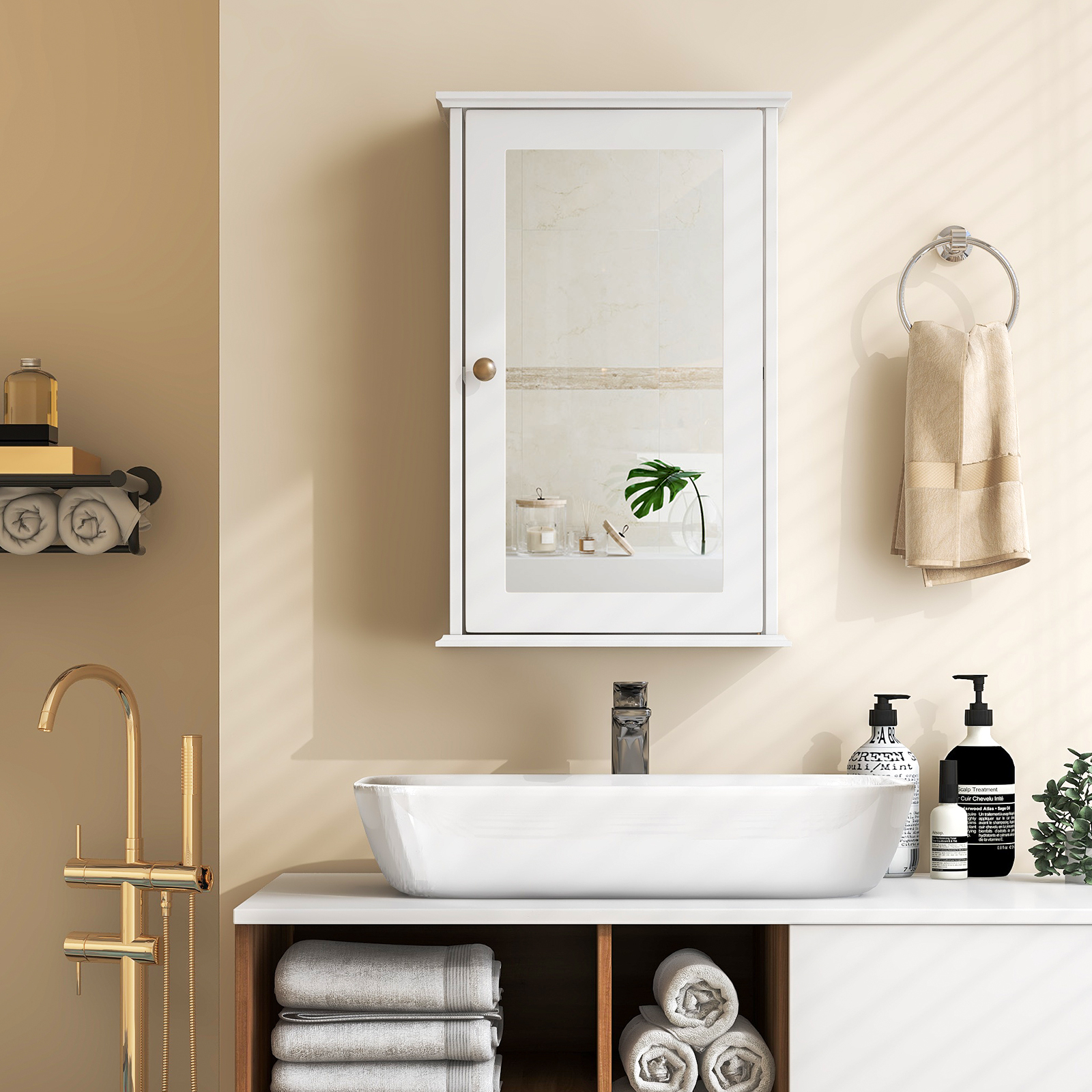 Armoire murale salle bain porte miroir simple