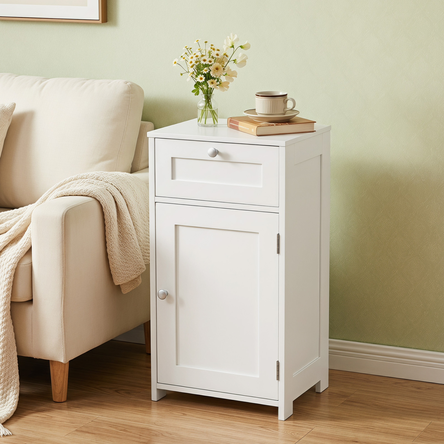 Armoire salle bain 1 porte étagère ajustable