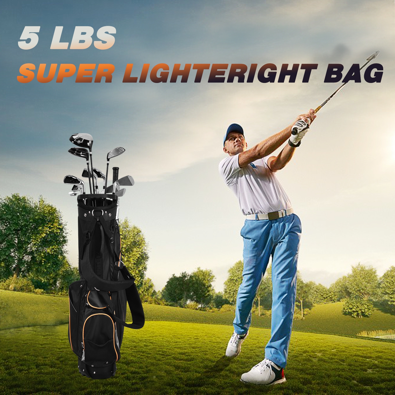 Sac de golf 9 po, 14 compartiments, poches rangement