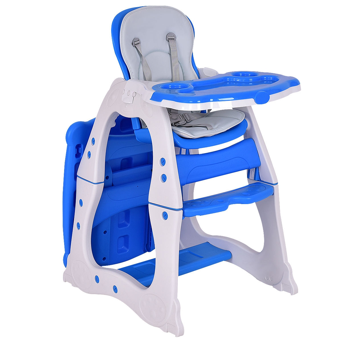 Ensemble table et chaise enfant 3-en-1, chaise haute bébé bleu