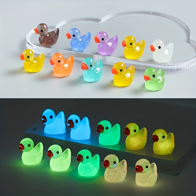 Canards résine mini 50pcs luminescent, miniatures brillant foncé décor paysage