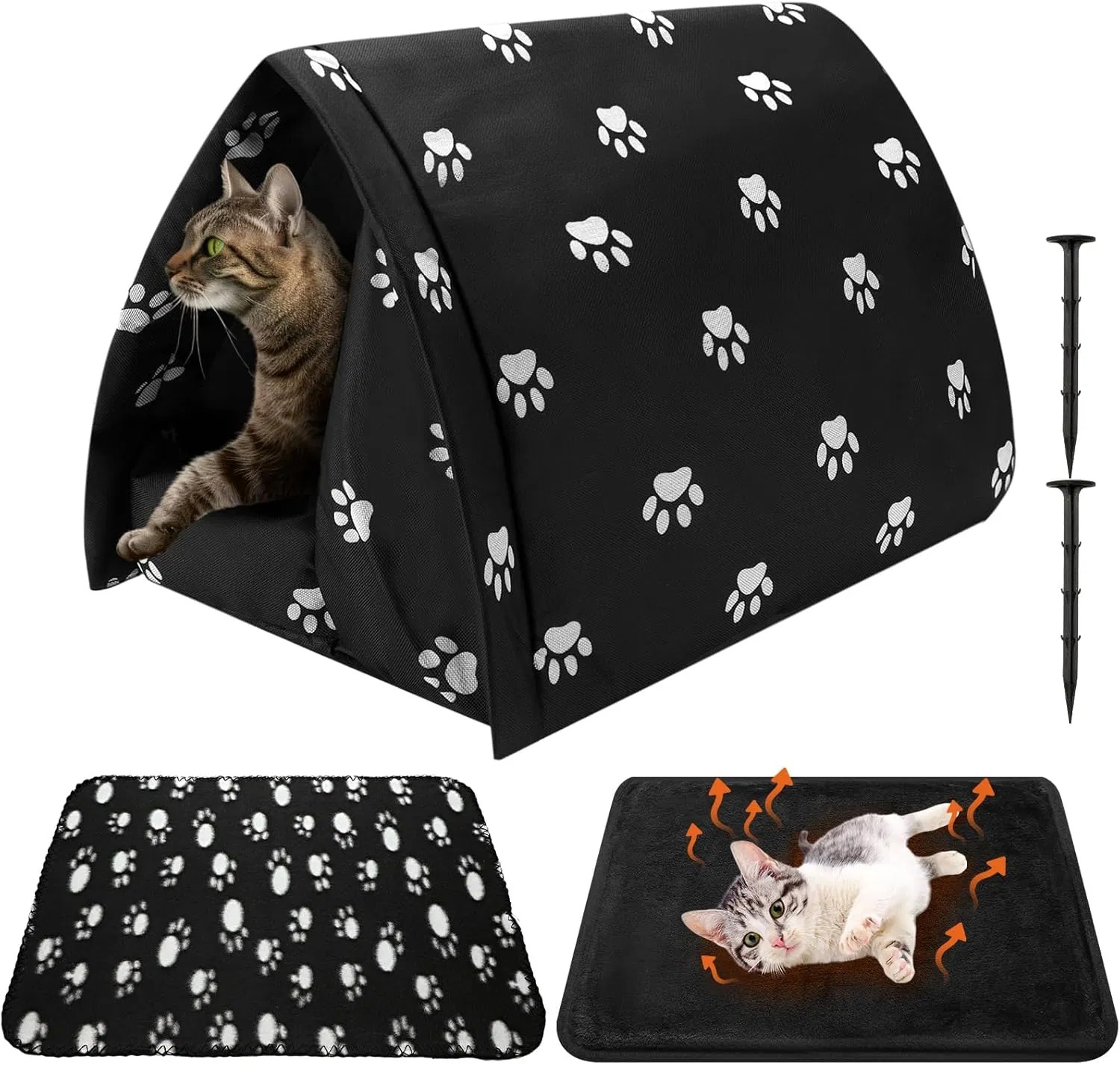 Abri chat hiver 17x12po, matelas chauffant