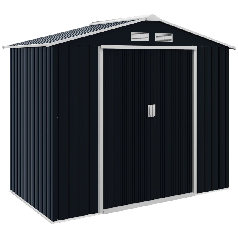 Remise métal 7'x4' gris foncé avec 2 portes coulissantes